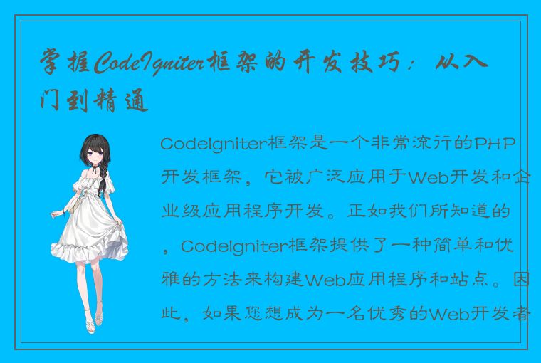 从入门到精通：CodeIgniter 框架开发技巧全攻略